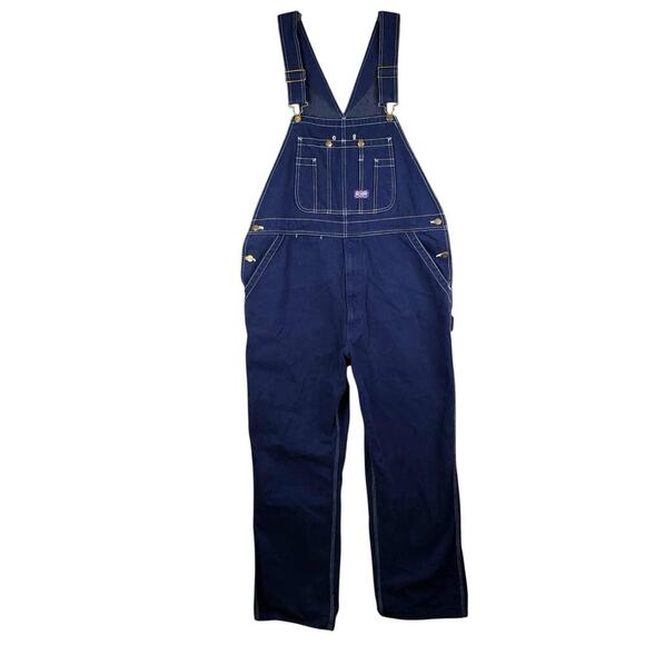 Big Smith Men's Carpenter Bib Overalls Size 40x32 Dark Wash Denim Cotton Farm - Picture 2 of 11